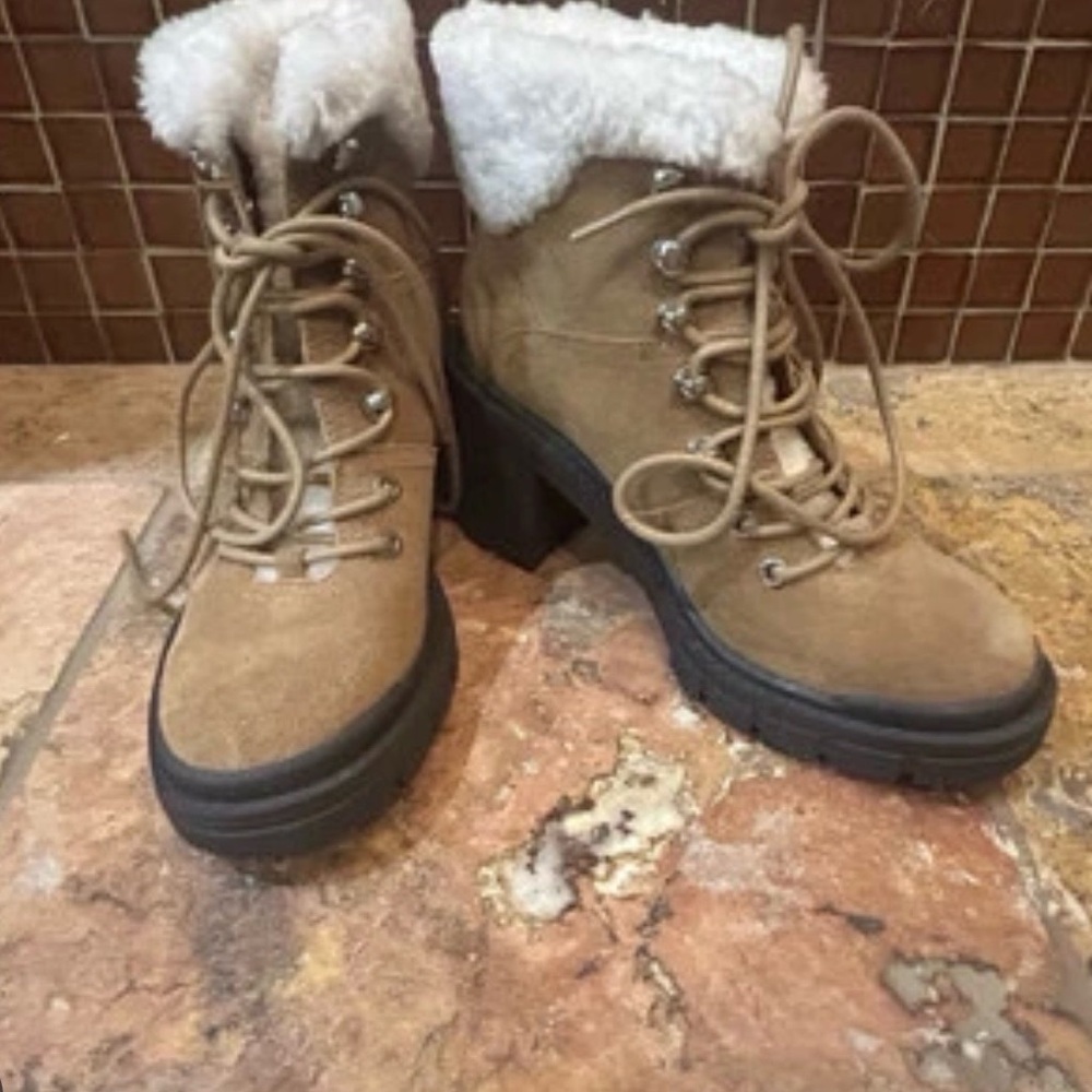 Marc Fisher Tan Winter Boots with Faux Fur